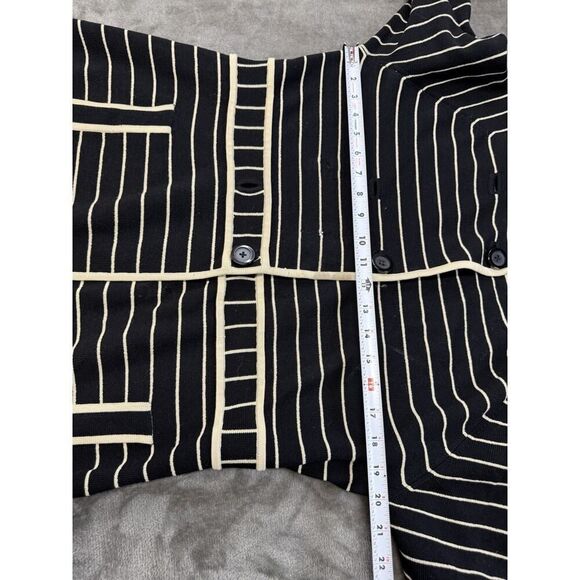 Tory Burch 100% Wool Knit Stripe Sweater Dress Black Cream L Long Sleeve - Picture 7 of 12